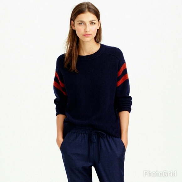J.Crew Collection |Cashmere sweater varsity stripe - Picture 1 of 8